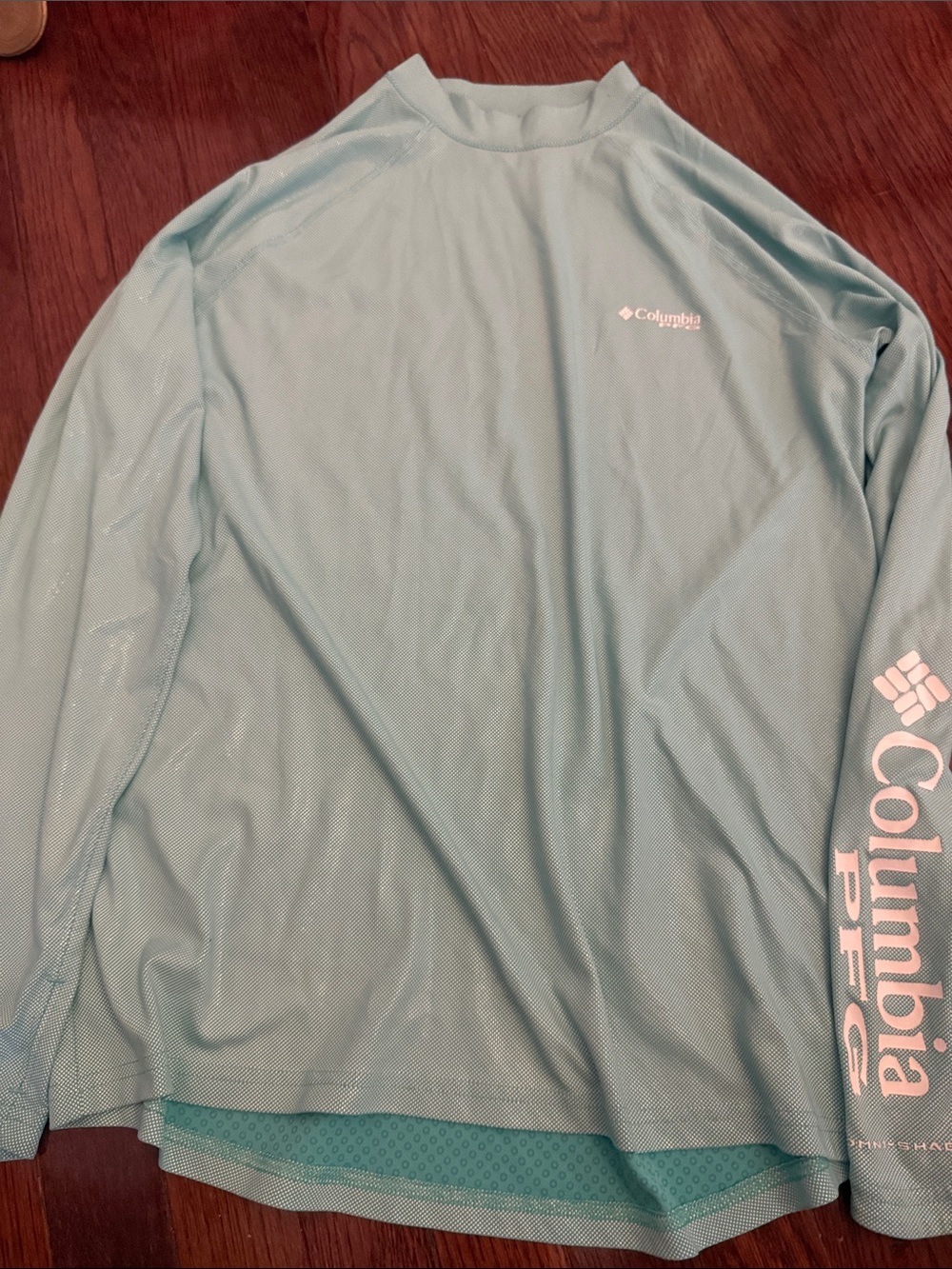 Columbia Light Aqua Long Sleeve PFG Crewneck